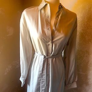 Dove Grey Silk Shirt Dress